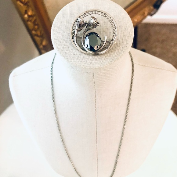 Vintage Sterling Brooch & Givenchy Necklace - Picture 4 of 10